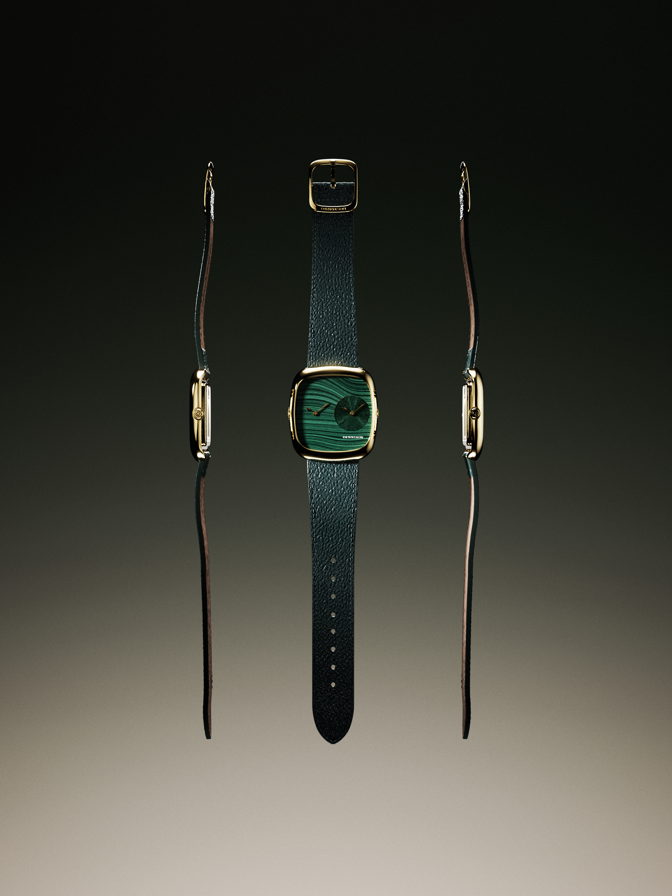 Malachite & Green Sunray In Gold