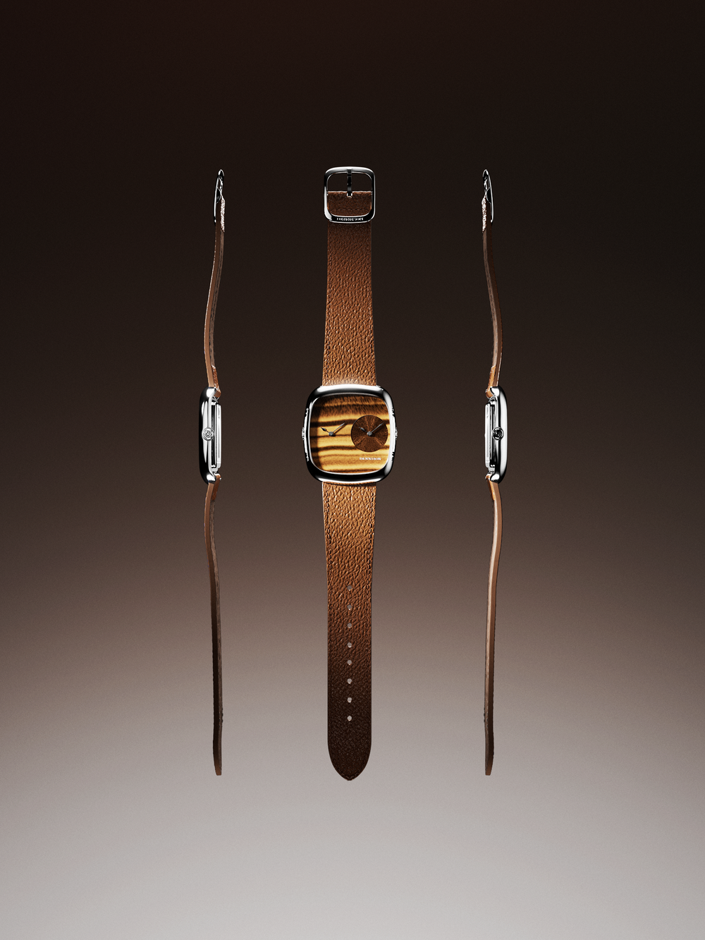Tiger Eye & Gold Sunray In Steel