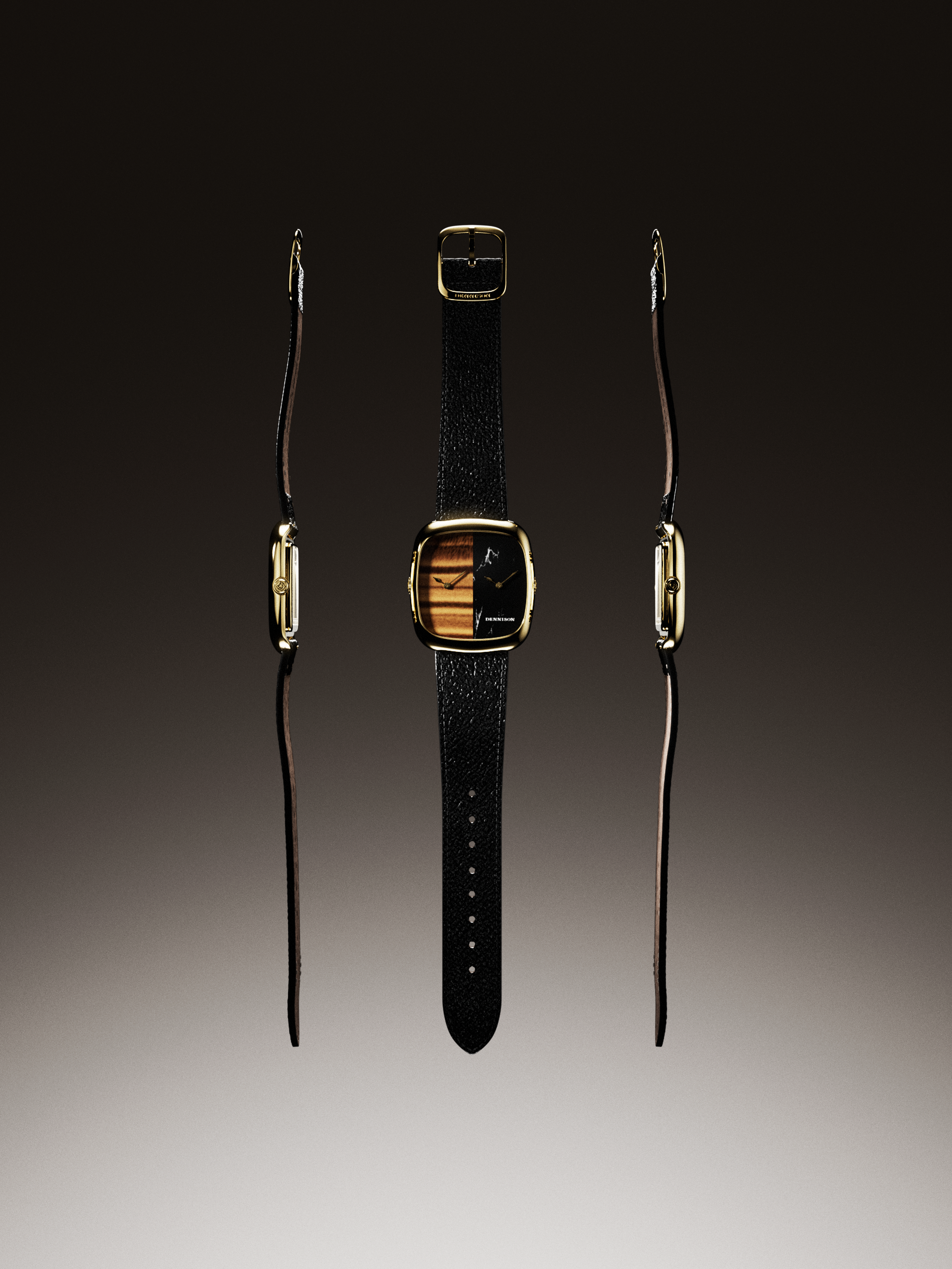 Tiger Eye & Marble In Gold