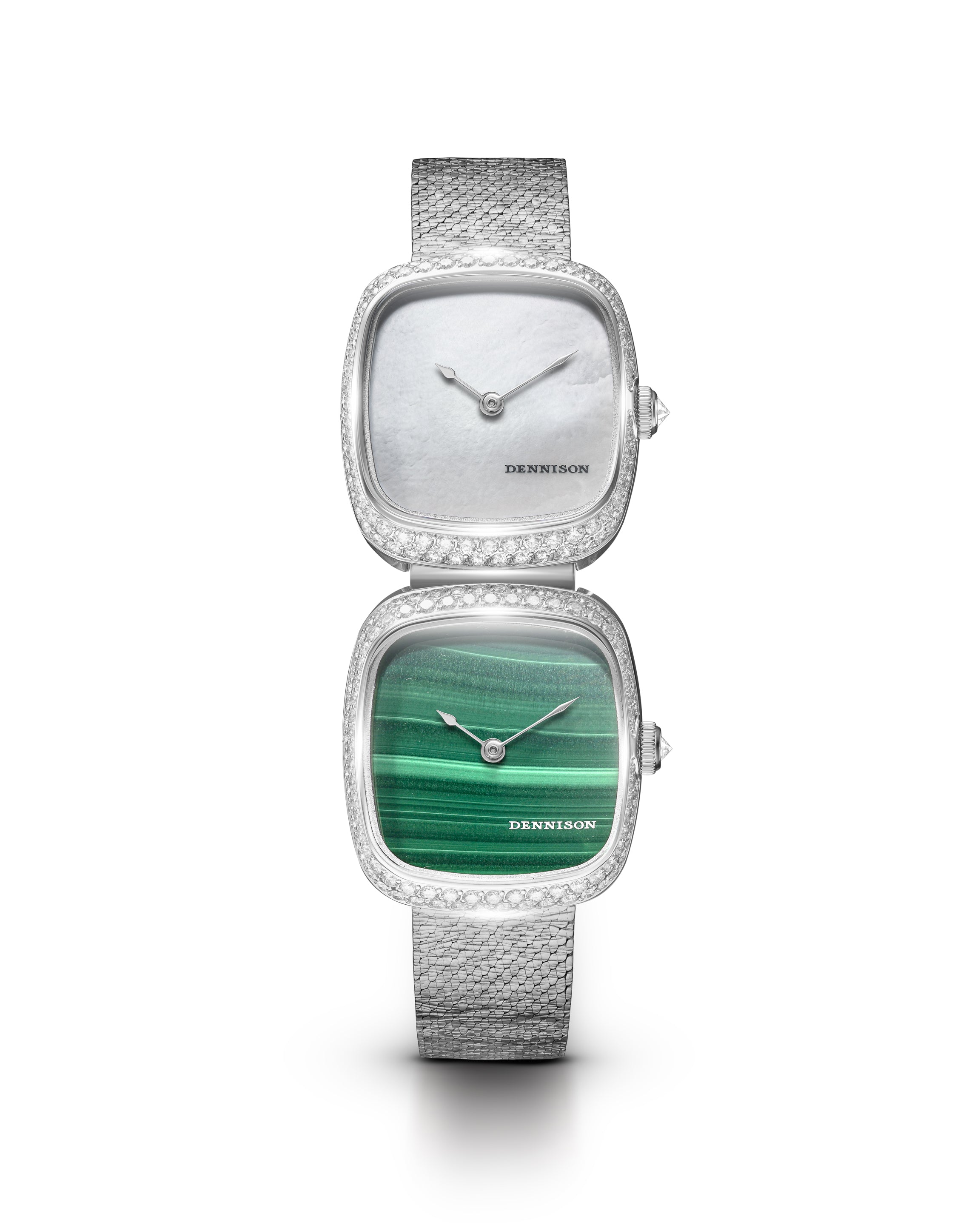 Dual Time Mini – White MOP & Malachite