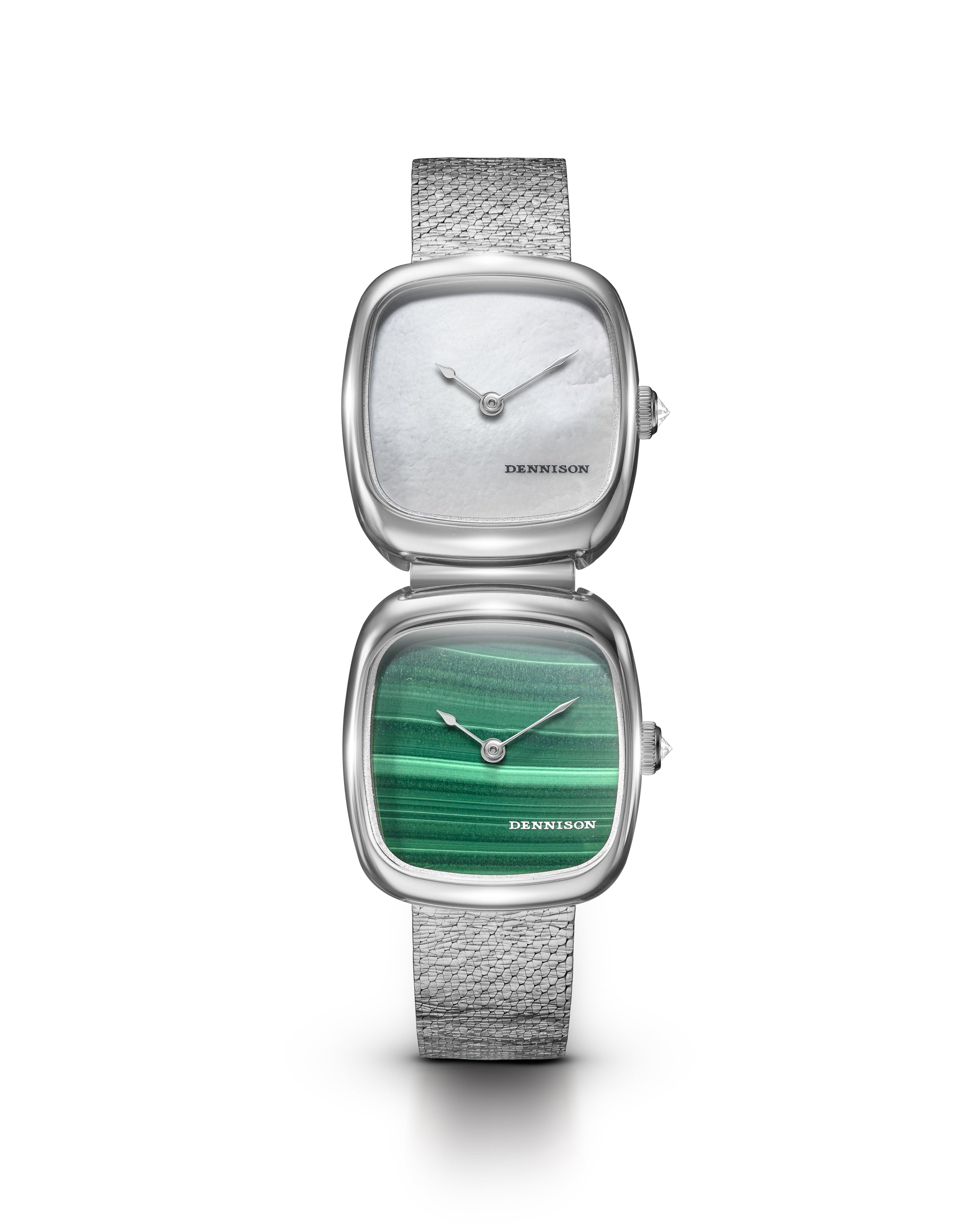 Dual Time Mini – White MOP & Malachite