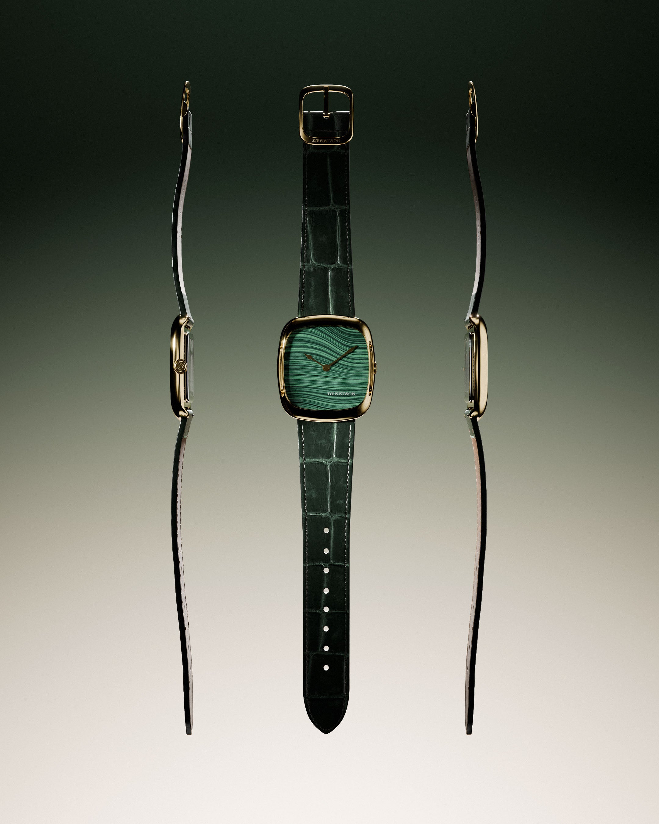 Natural Malachite Stone In Gold