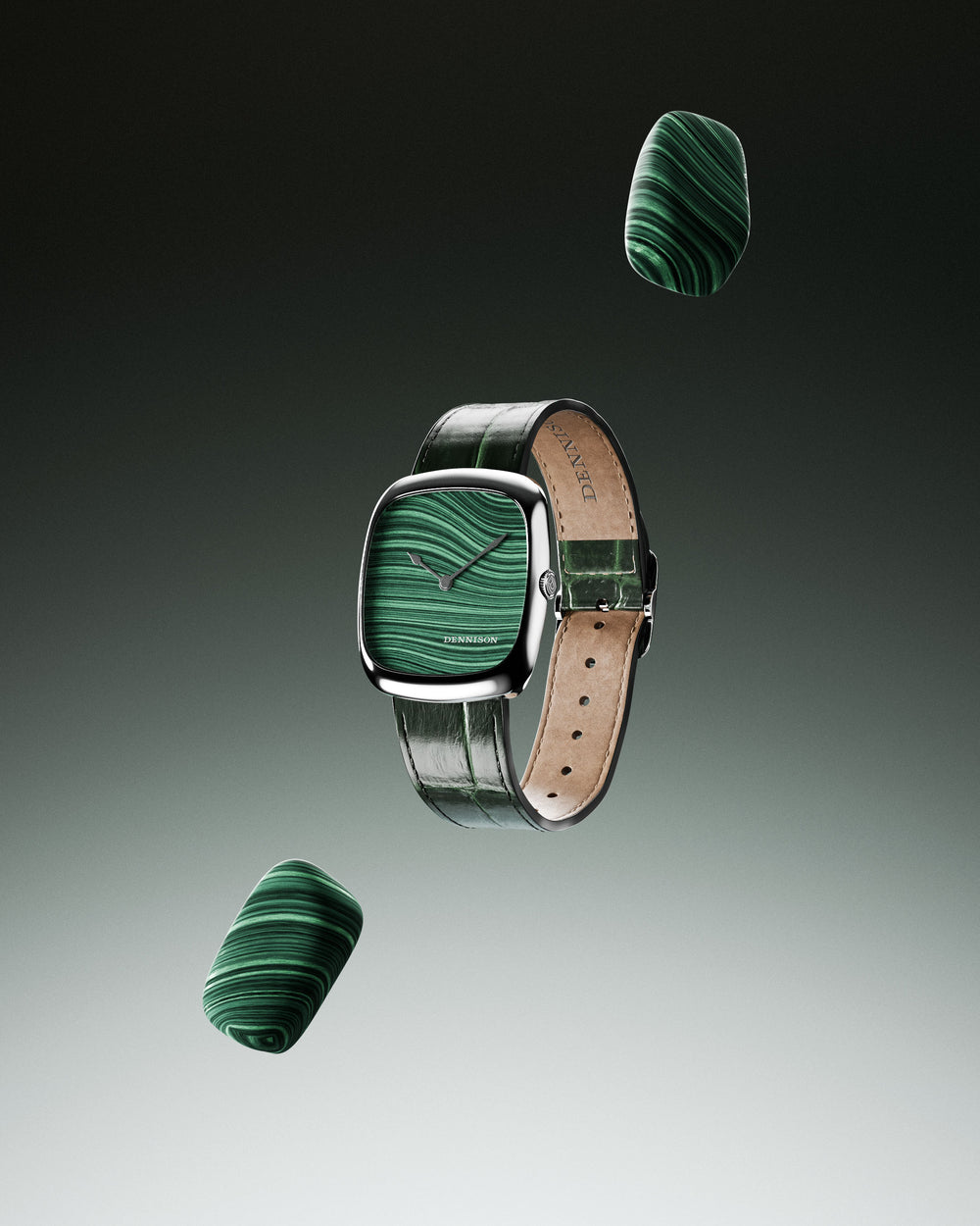 Natural Malachite Stone In Steel