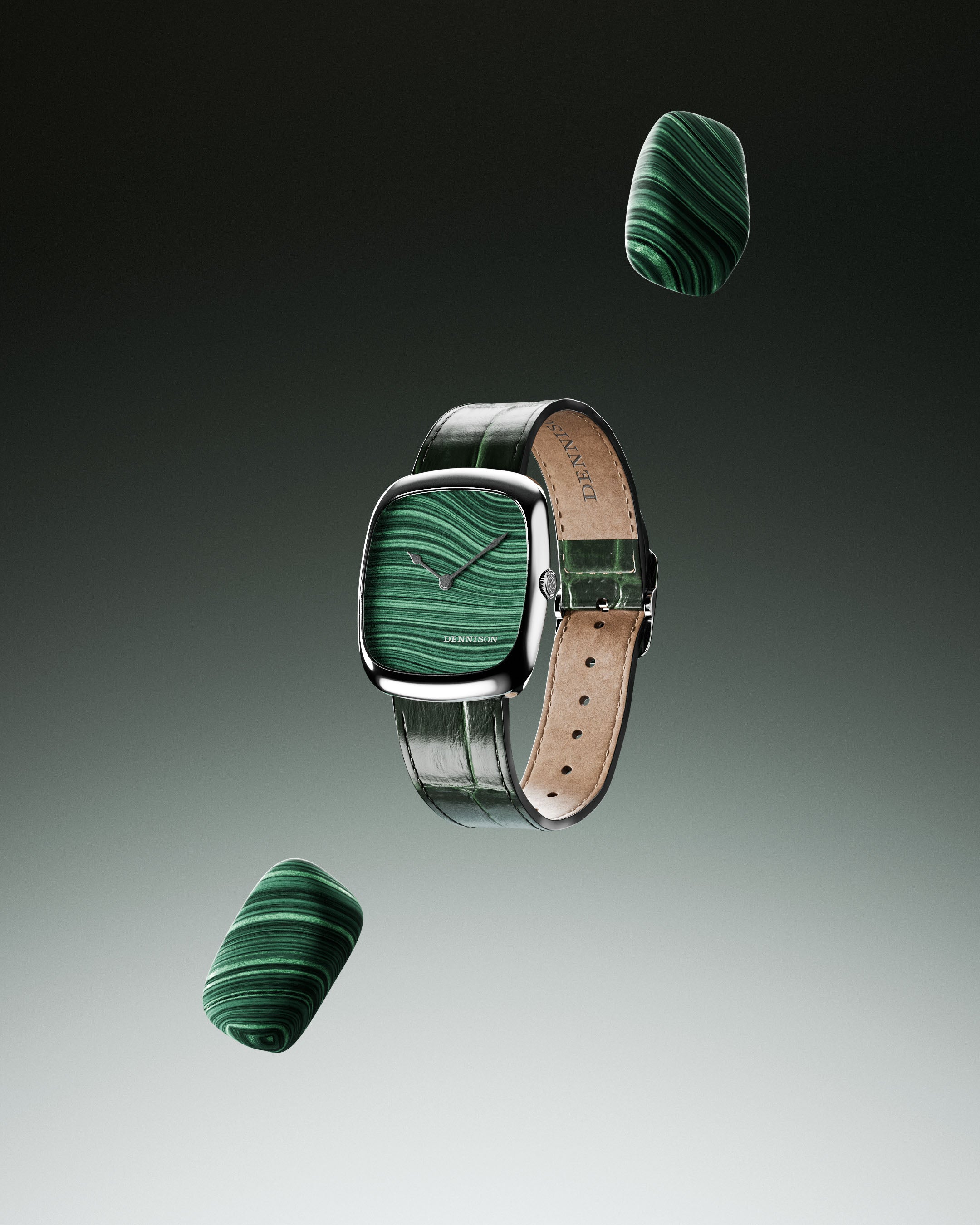 Natural Malachite Stone In Steel