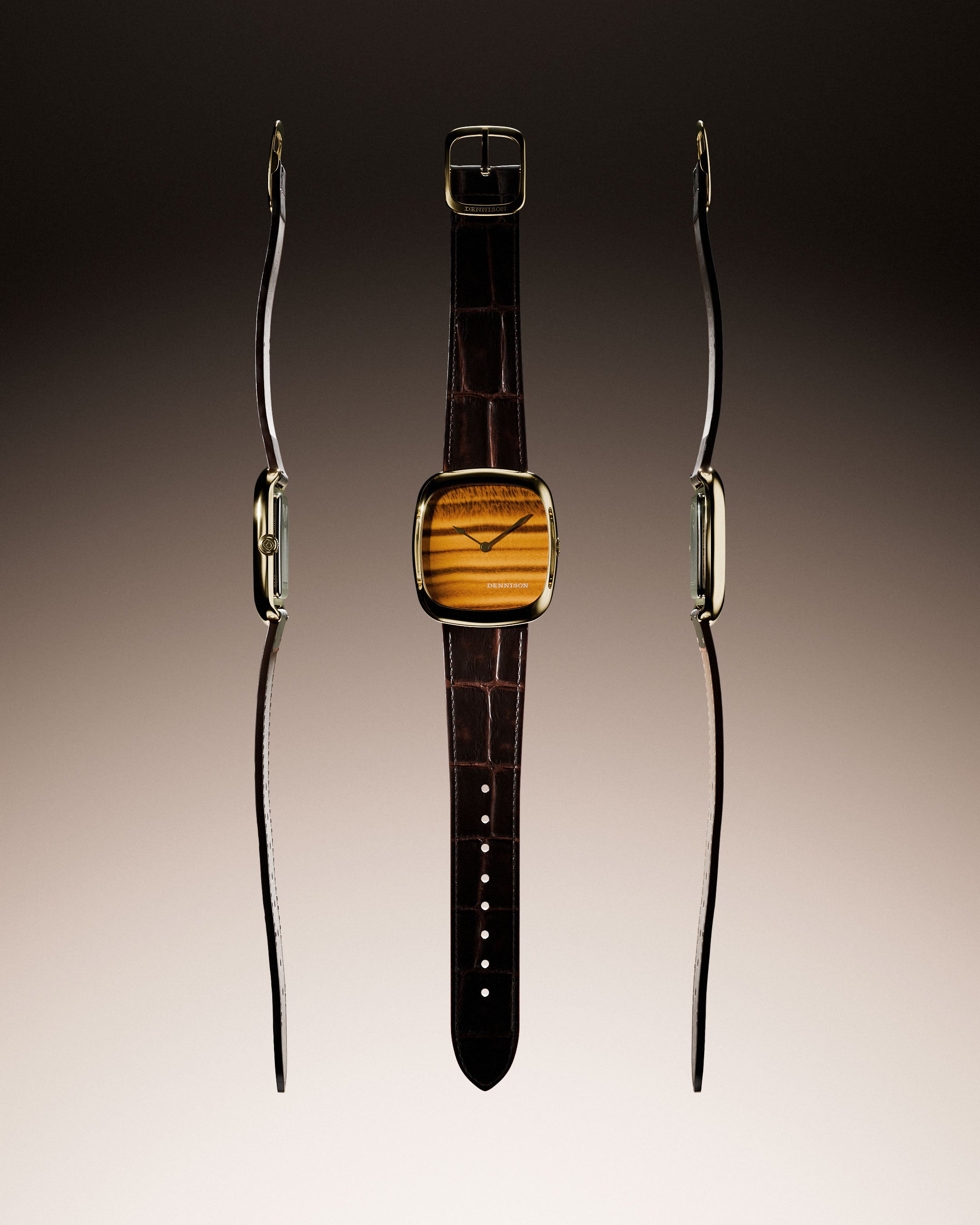 Natural Stone Tiger Eye In Gold