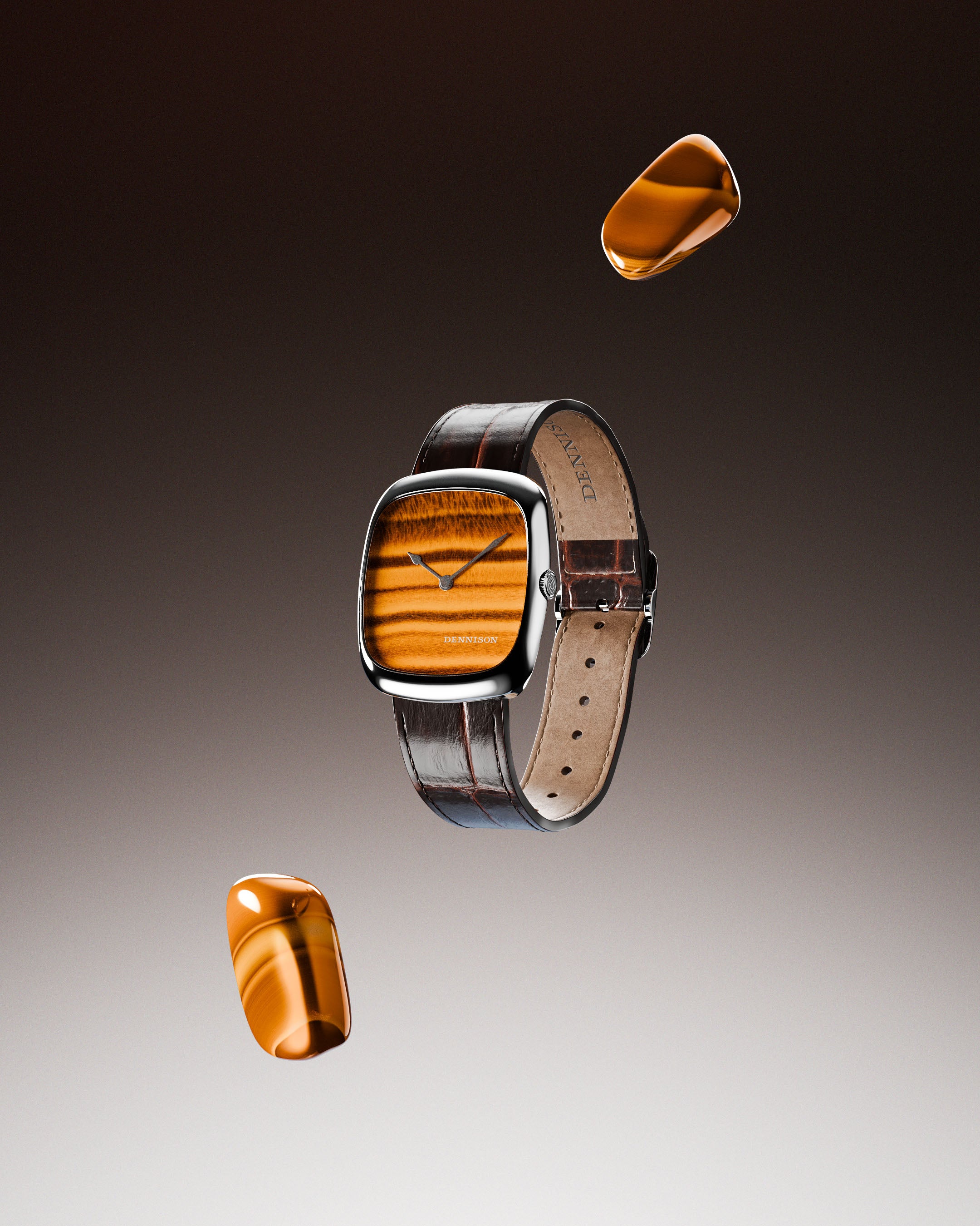 Natural Stone Tiger Eye In Steel