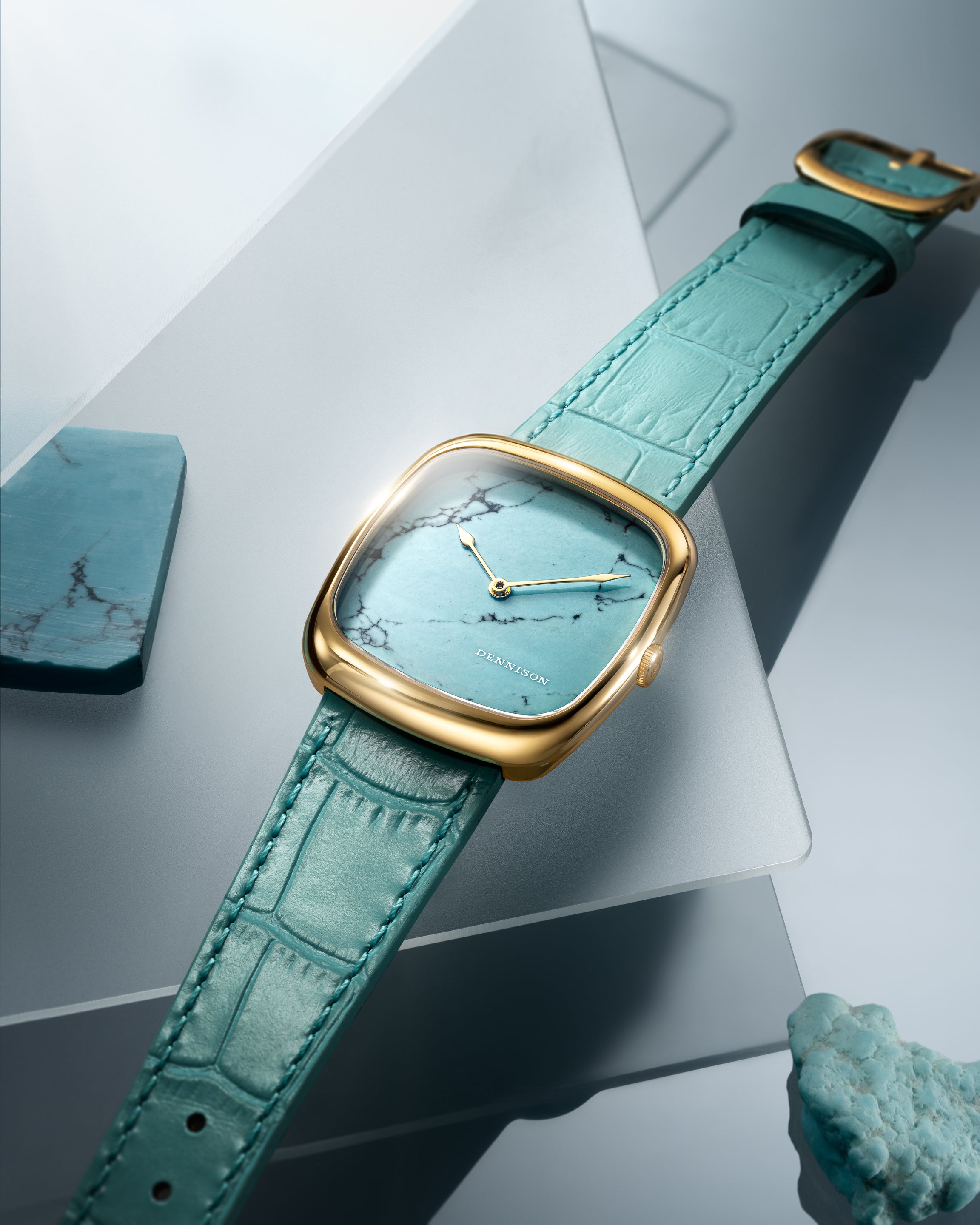 Natural Turquoise Stone In Gold