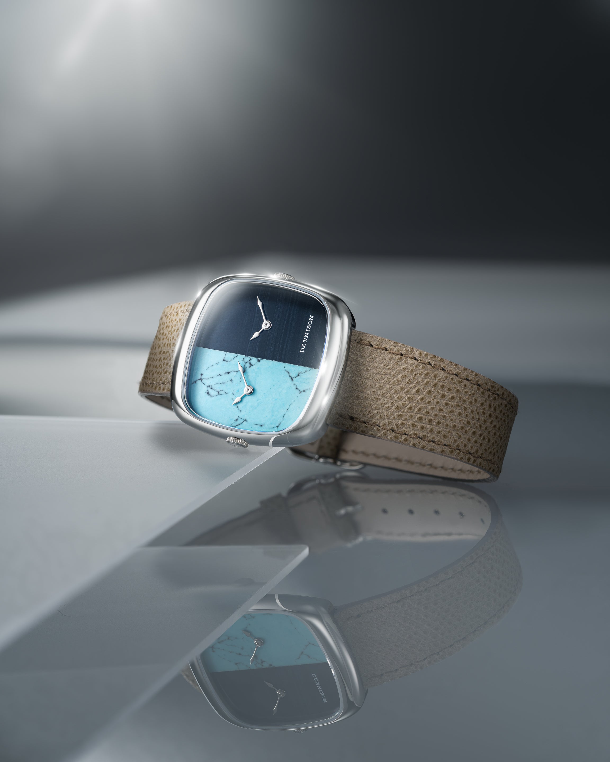 Turquoise & Falcon Eye Stone In Steel