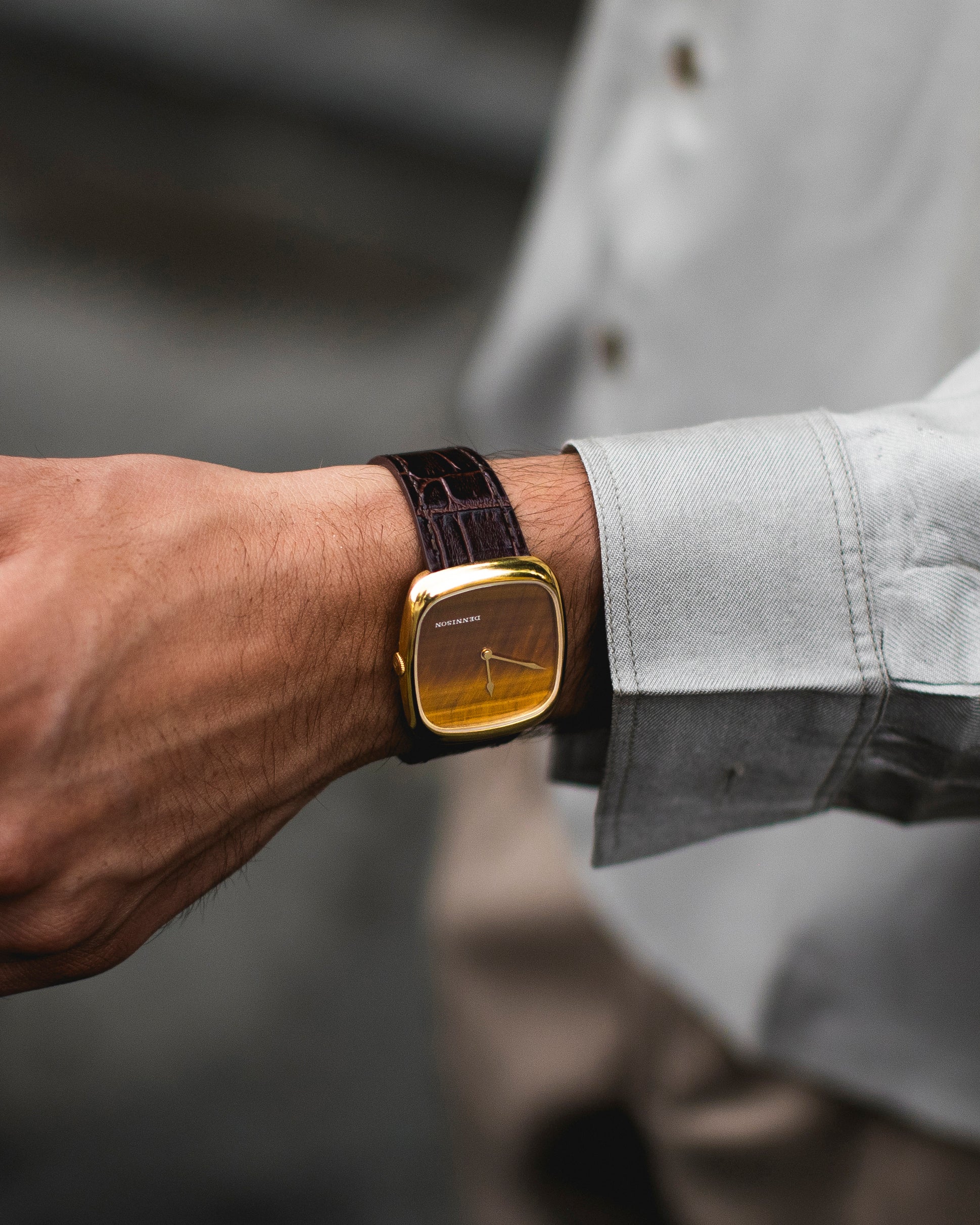 Natural Stone Tiger Eye In Gold