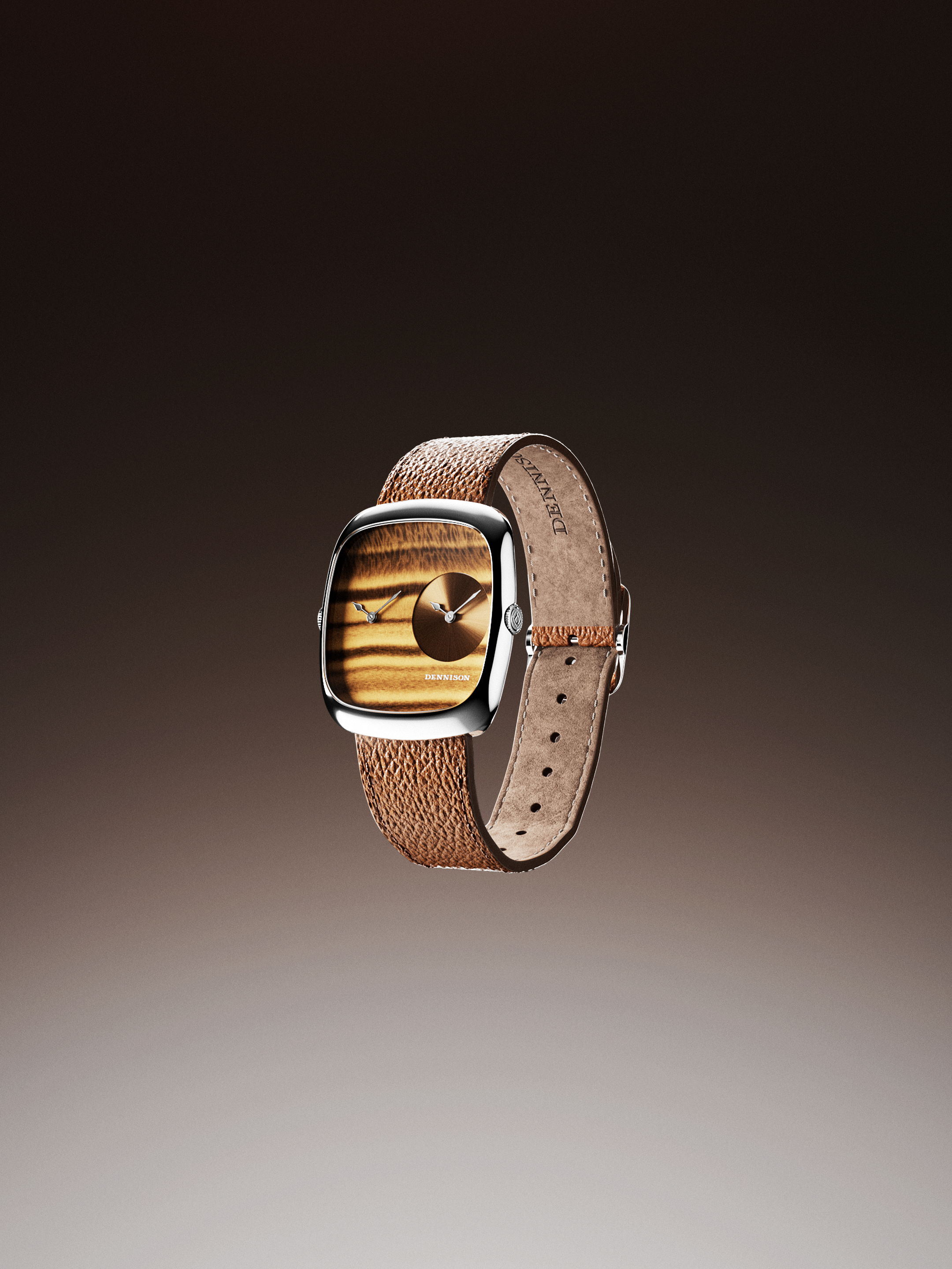 Tiger Eye & Gold Sunray In Steel