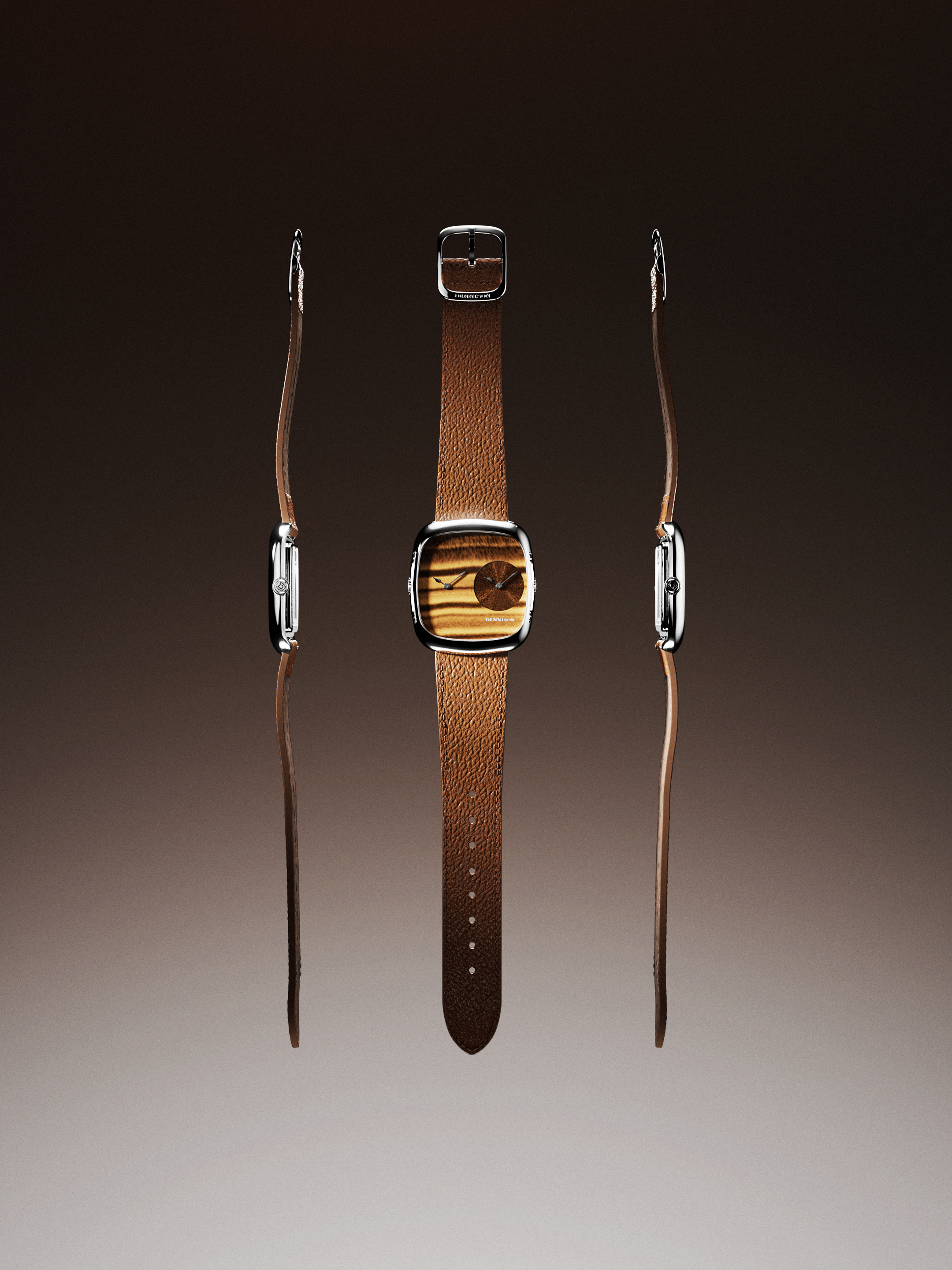 Tiger Eye & Gold Sunray In Steel