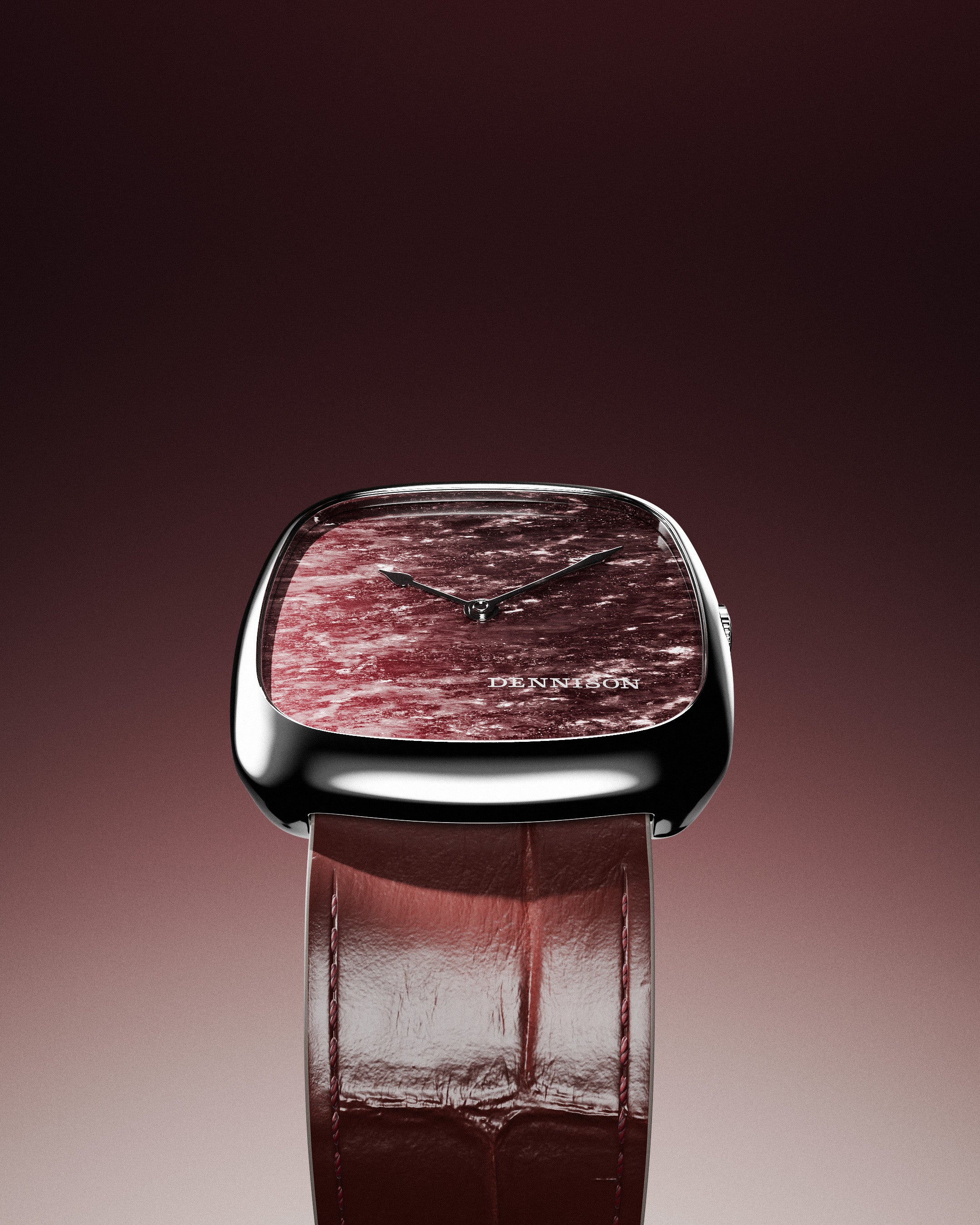 Natural Rubellite Stone In Steel/Gold