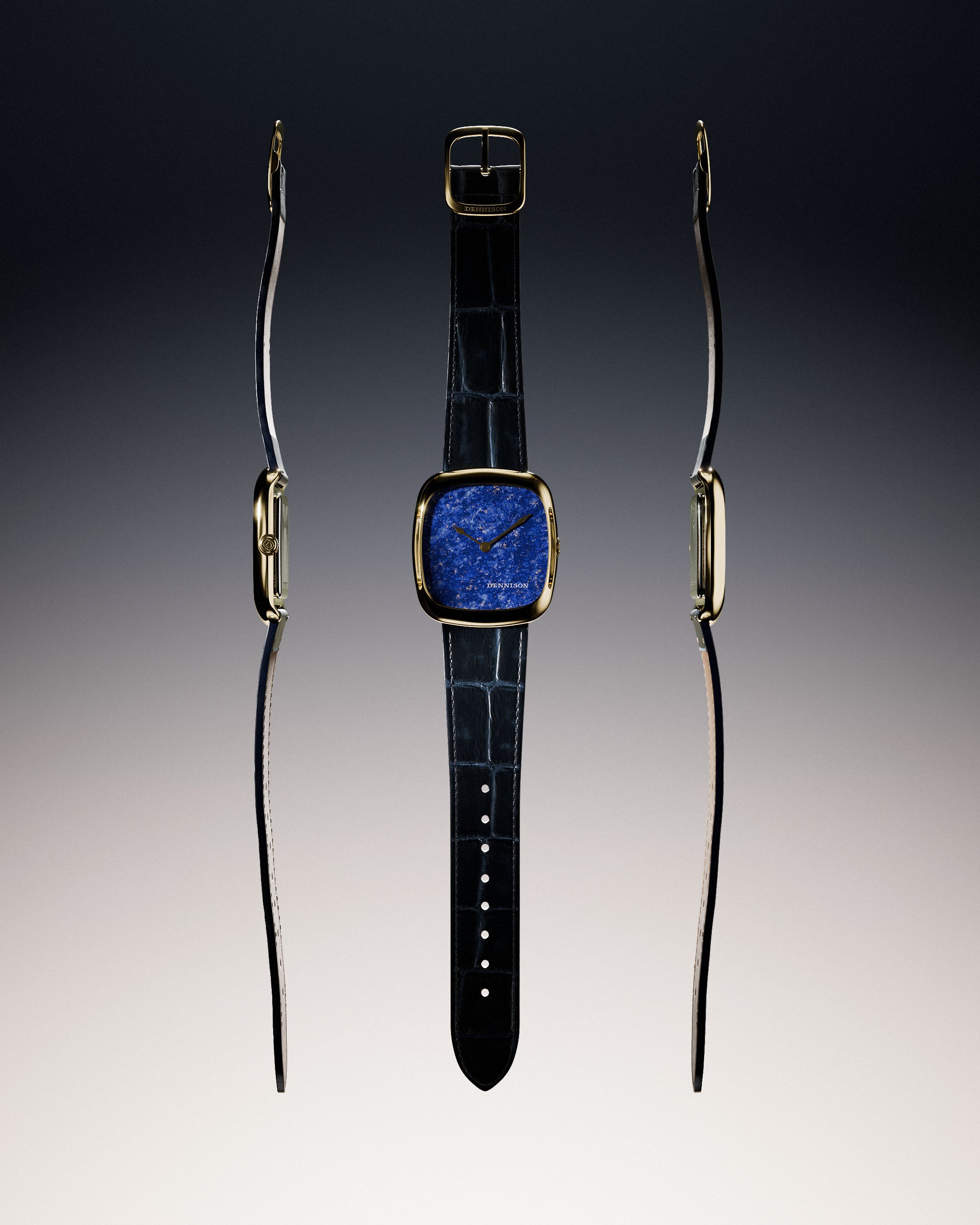 Natural Stone Lapis Lazuli in Gold Stainless