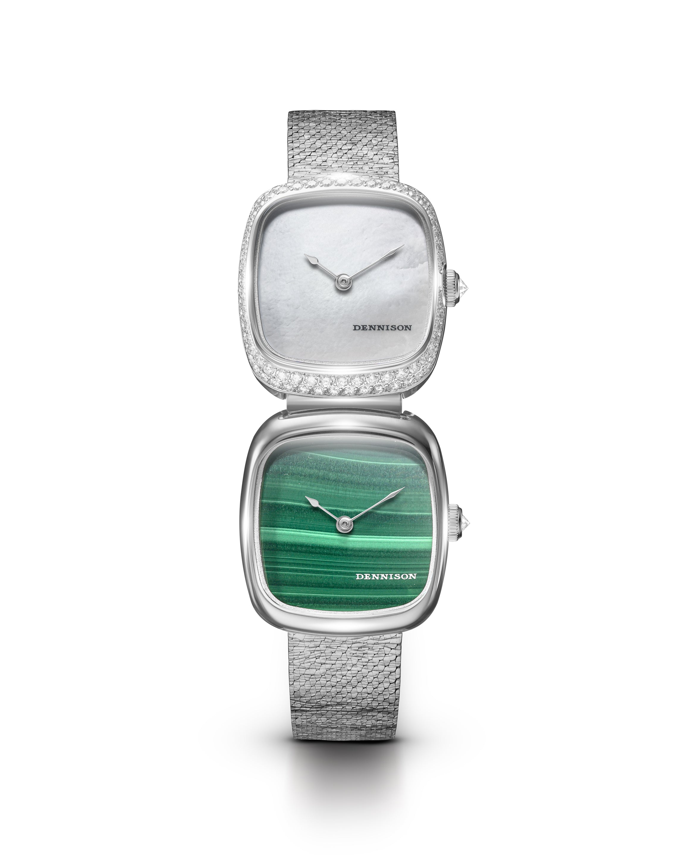 Dual Time Mini – White MOP & Malachite