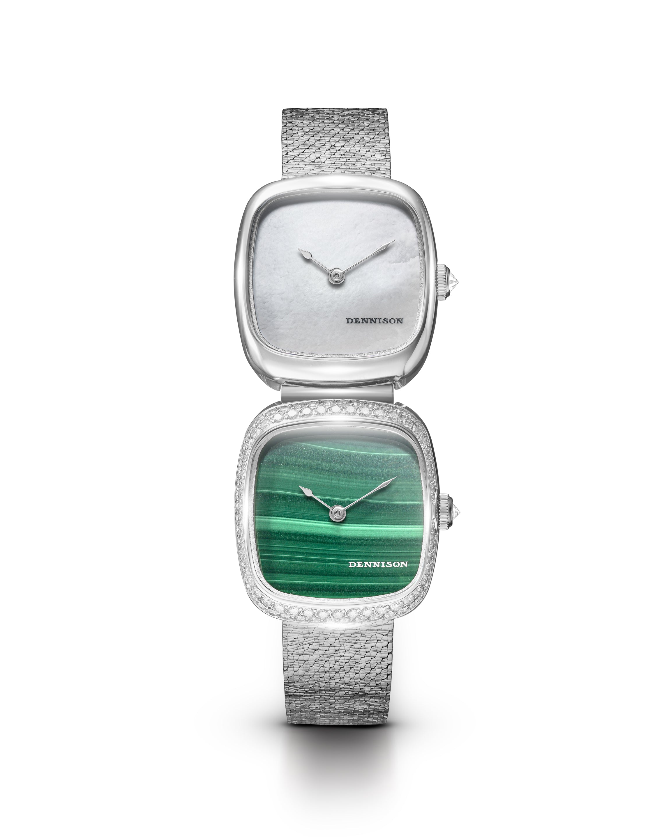 Dual Time Mini – White MOP & Malachite