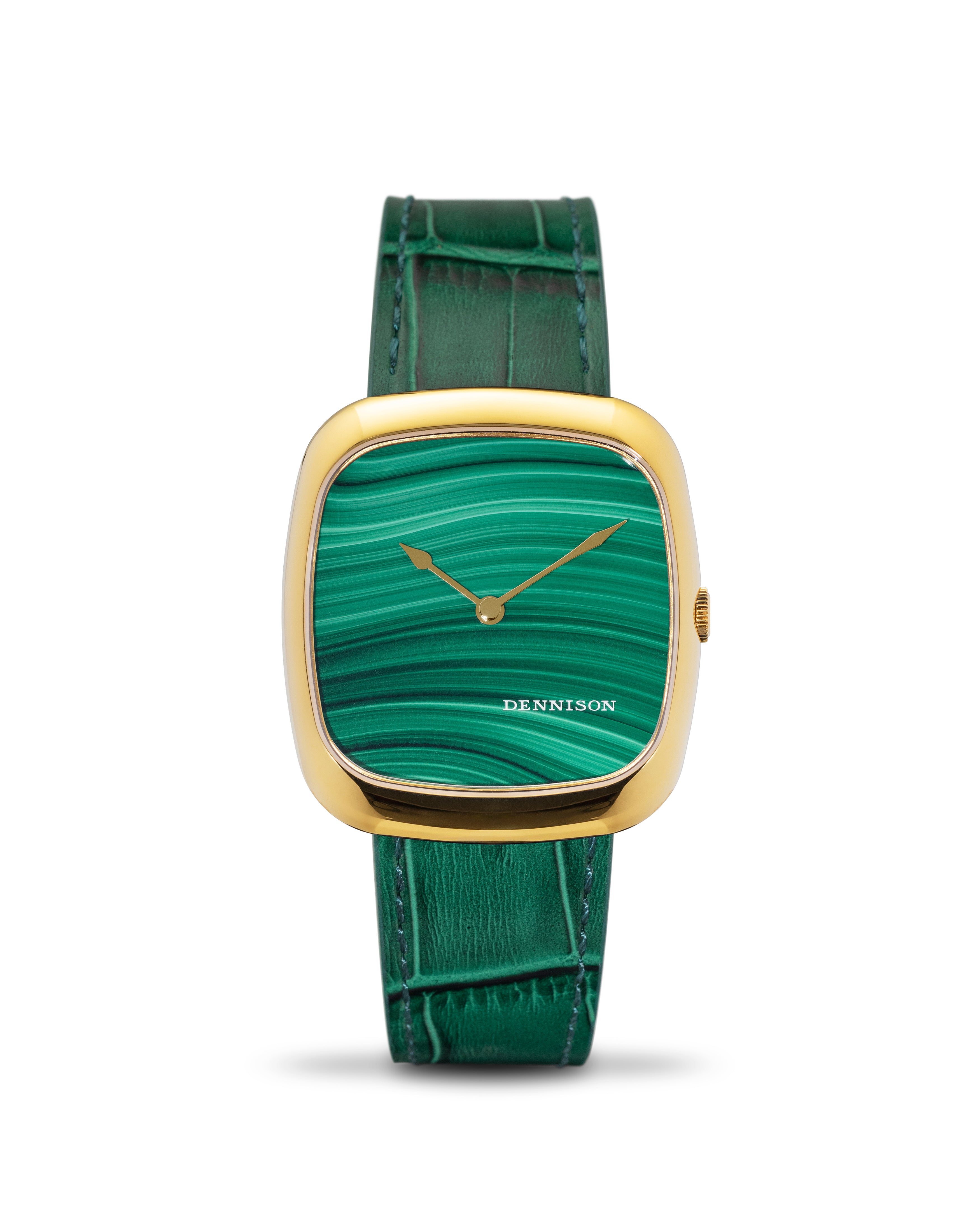 Natural Malachite Stone in Gold Stainless