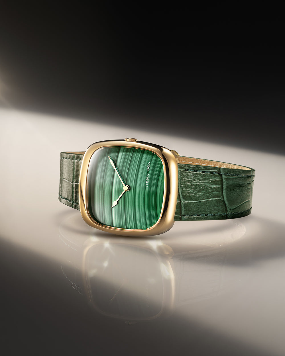 Natural Malachite Stone In Gold