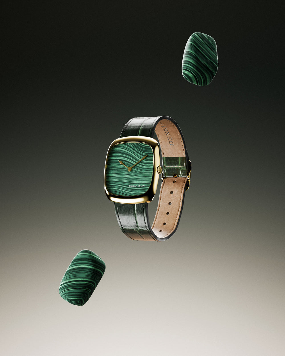 Natural Malachite Stone In Gold