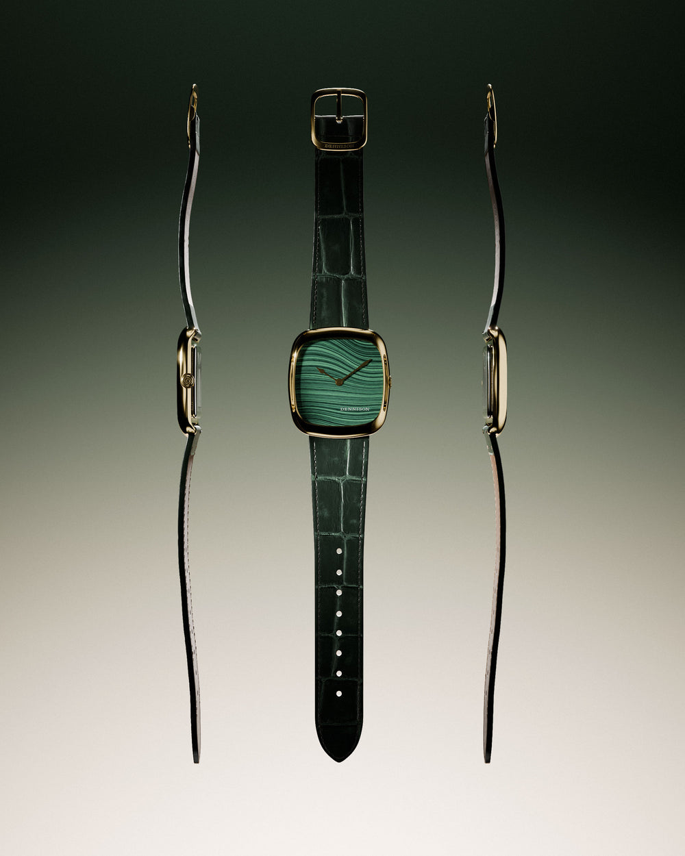 Natural Malachite Stone In Gold