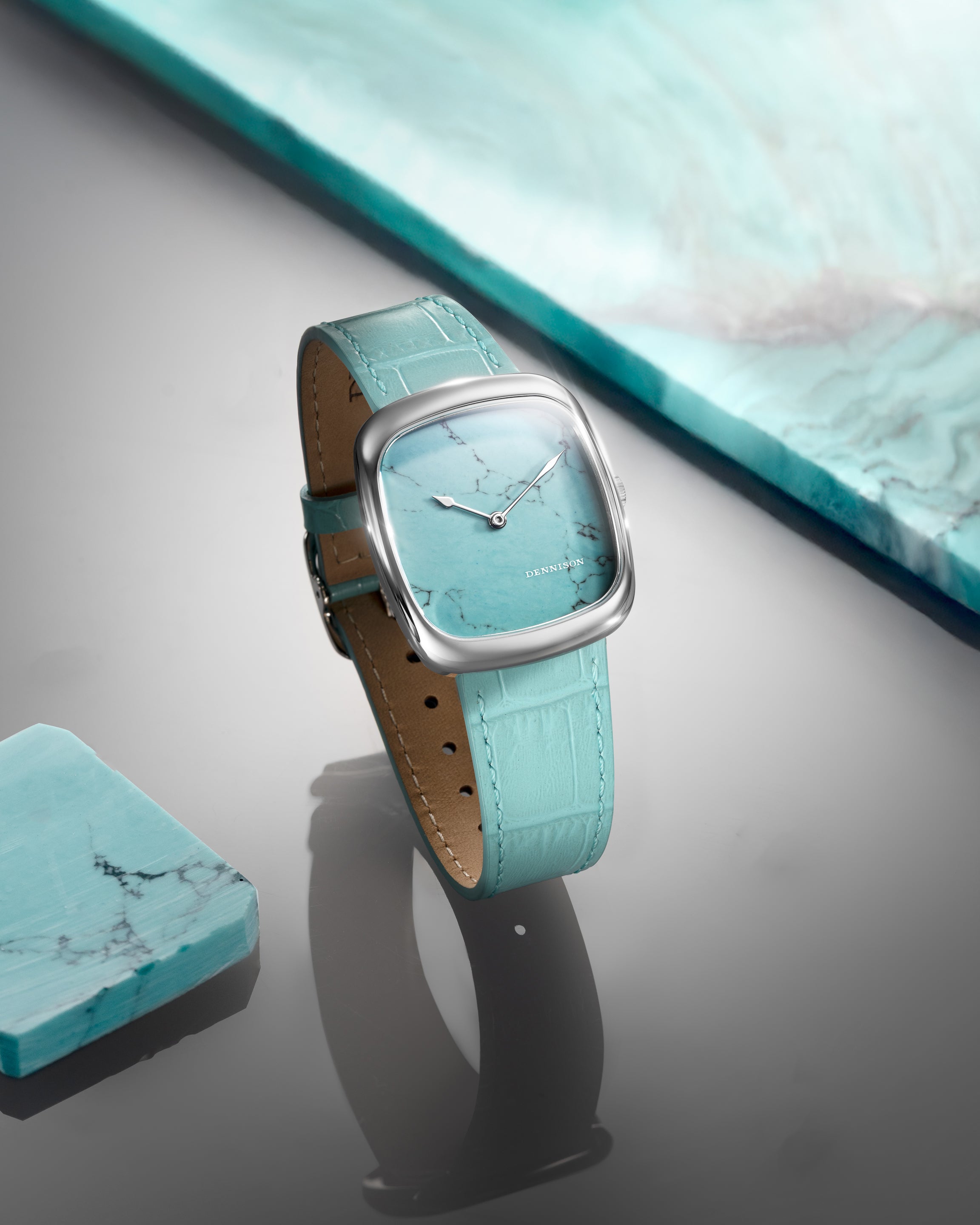 Natural Turquoise Stone In Steel