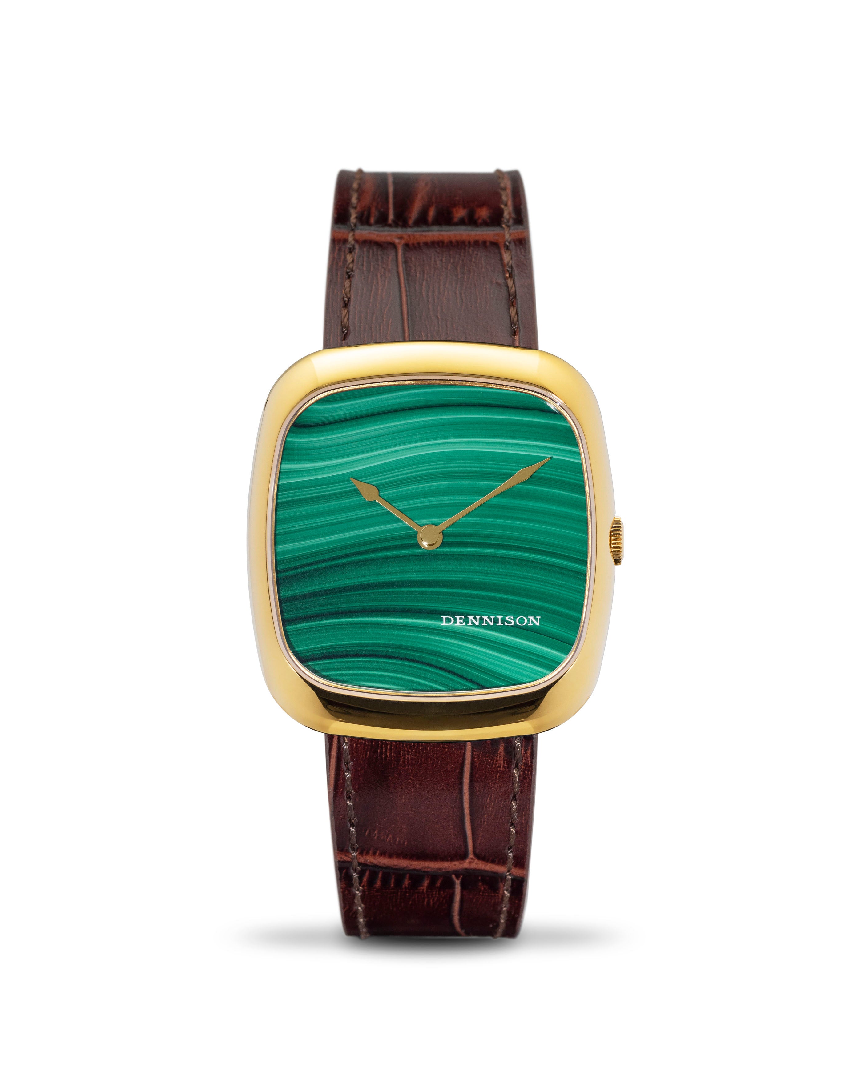 Natural Malachite Stone in Gold Stainless